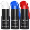 LOKFAR Red Blue White Face Paint Halloween Makeup Kit, White Foundation Makeup Football Baseball Eye Black Stick, Red Blue White Face Makeup for Halloween Clown Vampire Harley Quinn Joker Makeup
