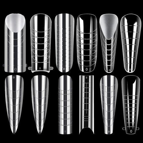 BOMOQING 288PCS Nail Dual Forms for Poly Extension Gel, Acrylic Full Cover False Nail Tips, 12 Styles 12 Sizes Scale for Manicure Extension, Gel Nail Mold Kit for Nail Art Design Salon