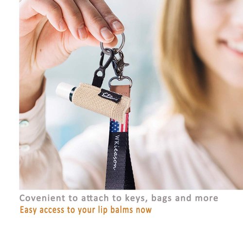 WK IEASON 6PCS Lip Balm Holder Keychain Bulk Chapstick Holder Key chain Lip Gloss Sleeve -Tight Elastic Sleeve for Fat and Slim Lip Balms Lip Gloss and Lip Sticker(Blackx6)