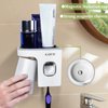 KABUM Toothbrush Holders for Bathrooms Toothpaste Dispenser - Cup Automatic Toothpaste Squeezer Wall Mounted, Toothbrush and Toothpaste Holder, Grey