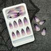 Halloween Press on Nails Short Almond Fake Nails Black Spider Web French Tip Acrylic Glue on Nails Full Cover Purple Gradient False Nail Stick on Nails Glossy Shiny Glitter False Nail for Women 24Pcs