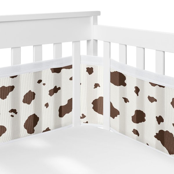 Sweet Jojo Designs + BreathableBaby Brown Western Cow Print Boy Girl Gender Neutral Breathable Mesh Crib Liner Anti-Bumper Baby Infant Southern Charm Country South Wild West Steer Animal Chocolate