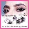 AJEAJE 2 Pairs Christmas False Eyelashes,Lightweight Silver Shimmer Soft Natural Eyelashes,Wispy Fluffy 100% Handmade Fluffy Lashes