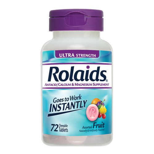 Rolaids Antacid Calcium & Magnesium Supplement Ultra Strength Tablets, Fruit 72 ea