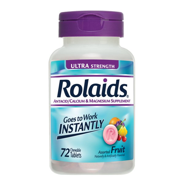 Rolaids Antacid Calcium & Magnesium Supplement Ultra Strength Tablets, Fruit 72 ea