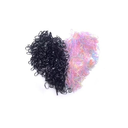 OOTDAY Mini Rubber Bands, Soft Elastic Hair Ties for Braiding Hair Wedding Hairstyle Children Hair, 1000 PCS Soft Rubber Bands for Hair Suitable for Baby, Jelly and Black