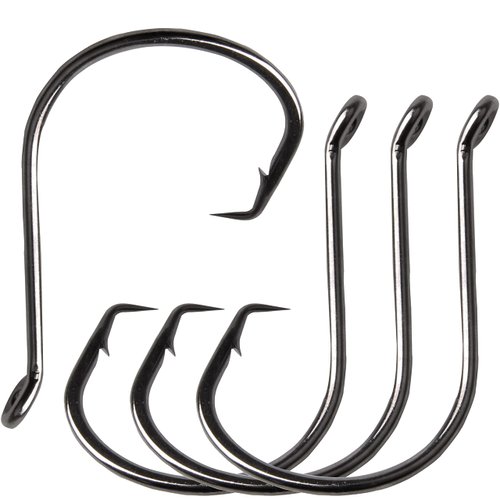 Fishing Hooks Circle Hooks Saltwater Catfish Hooks 2X Strong Offset Hooks Sharp Black Circle Hooks for Catfish Bass Freshwater Saltwater Fishing 120pcs/200pcs