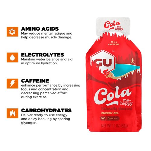 GU Energy Original Sports Nutrition Energy Gel, 24-Count, Cola Me-Happy