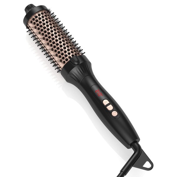 Zcvtbye 1.5 Inch Thermal Curling Brush for Natural Curls & Blowout Look, 30S Fast Heating Digital Display 9 Heat Settings Hair Curler, Curling Iron Brush Dual Voltage for Traveling