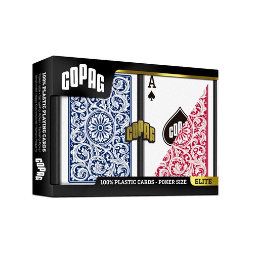 Copag 1546 Design 100% Plastic Playing Cards, Poker Size (Standard) Red/Blue (Regular Index, 1 Set)