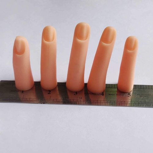 5Pcs Silicone Fake Finger Acrylic UV Gel Nail Art Practice Manicure False Fingers Fake Finger with Magnet for Hand Nail Art Training Display Tools