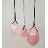 THY COLLECTIBLES Set of 3 Drilled Yoni Eggs Rose Crystal Quartz Jade Egg for Kegel Exercise Pelvic Floor Muscles Vaginal Exercise Ben Wa Ball Health Care for Women Brocade Gift Box & Pouch