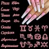 JERCLITY 24 Pieces Pink Alloy Zodiac Nail Charms 12pcs Zodiac Signs Nail Studs 12pcs Constellation Words Nail Charms Twelve Constellation Nail Charms for Women Girls Nail Art