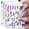 6 Colors Marble Nail Stickers for Women 3D Bronzing Silver Marble Nail Art Stickers Blooming Nail Decals Watercolor Smudge Nail Sticker Self Adhesive Stickers for Nails Foil Nail Designs Nail Supplies