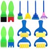 BIGOTTERS 12PCS Kids Paint Brushes, Sponge Paint Roller Brush,Washable Painting Brushes Set All Purpose Paint Supplies for Kids Gifts School Prizes Art Early Learning