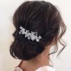 Yean Flower Bride Wedding Hair Comb Silver Crystal Bridal Hair Piece Pearl Hair Accessories for Women and Girls