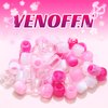 VENOFEN 48PCS Pink Hair Beads Dreadlock Beads for Hair White Braid Beads Light Pink Pony Beads for Kids Girls Jewelry Making Hair Accessories