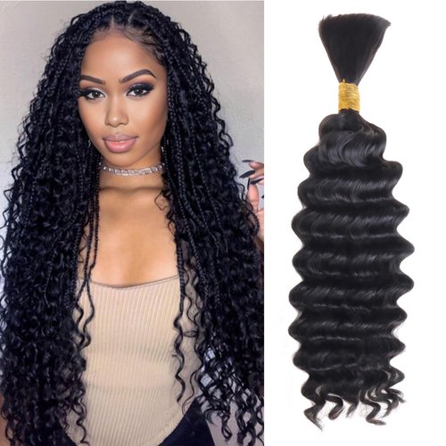 Lashey Human Braiding Hair Deep Wave Bulk Human Hair for Braiding 100% Virgin Hair Bulk No Weft H...