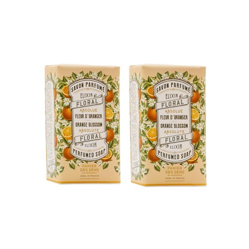 Panier des Sens - Orange Blossom Bar Soap - Moisturizing Scented Soap Bar - Natural Soap with Olive Oil - 97% Natural Ingredients Made in France - Vegan Friendly - Body & Hand Soap Bars 2x5.3 oz