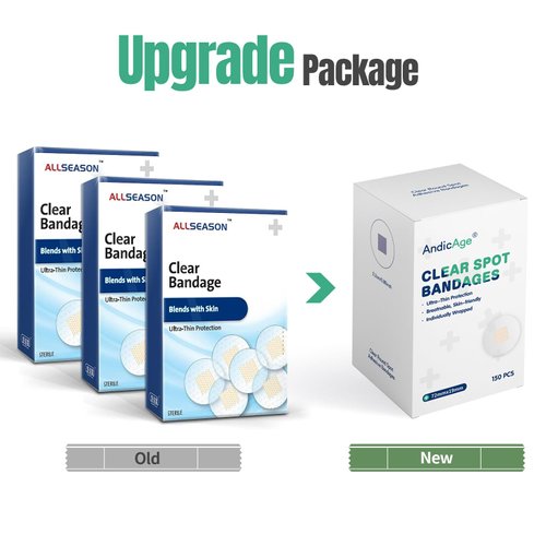 150pcs Clear Round Spot Bandages PE Waterproof Circle Adhesive Bandages, 1 Box (New pacakge)