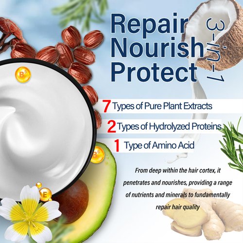 Tekugi Hydrolyzed Keratin Hair Mask | Pure Plant Keratin Treatment at Home | Deep Moisture Repair Deep Conditioning for Dry Damaged Hair Curly Hair and Oily Frizzy Hair Protein Mask for Hair