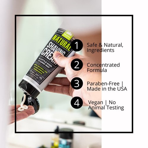 Pacific Shaving Company Natural Shaving Cream - Safe, Natural, and Plant-Derived Ingredients for a Smooth Shave, Softer Skin, Less Irritation, Cruelty Free, TSA Friendly, Made in USA, 3.4 oz (6-Pack)