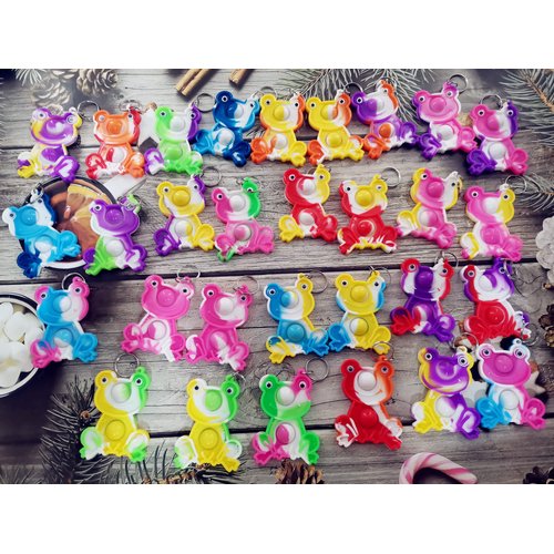 Roaqua 30 Frog Fidget Pop Gifts Prizes For Kindergarten Kids,Bulk Mini Birthday Graduation Summer Party Favors for Classroom students