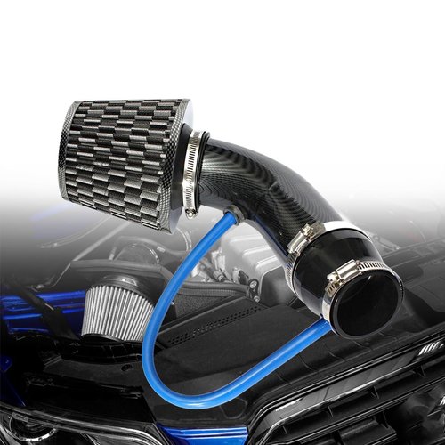 ALAVENTE Car Air Intake Kit 3" Universal Cold Air Intake Pipe Kit Aluminium Automotive Air Intake Air Filter Induction Flow Hose Pipe Kit (Black)