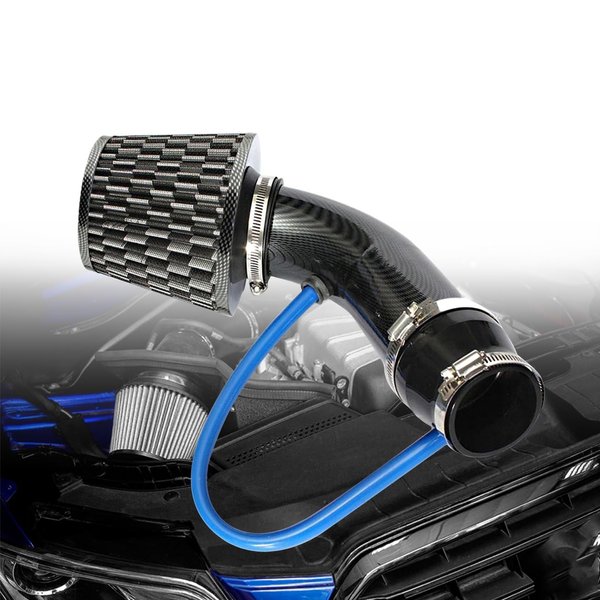 ALAVENTE Car Air Intake Kit 3" Universal Cold Air Intake Pipe Kit Aluminium Automotive Air Intake Air Filter Induction Flow Hose Pipe Kit (Black)
