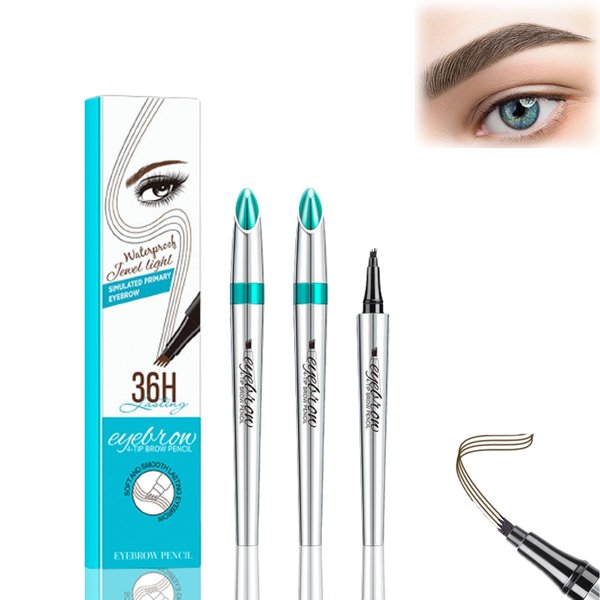 Arch Define 3D Microblading 4-tip Eyebrow Pen, ArchDefineBlapee Eyebrow Microblading Pen - Eyebrow Pencil, Blapee Micro 4 Point Brow Pen,Atikisoi Eyebrow Pencil, Brow Pencil Long-Lasting (Dark Brow)