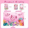 YrthSnxKGd 105 PCS Axolotl Birthday Decorations Party Supplies Axolotl Themed Party Decorations Includes Backdrop Banner Cake Topper and Cupcake Topper Stickers for Birthday Party