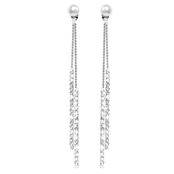 Fashion Silver Earrings, Long Drop Dangle Earrings, Sterling Silver Bling Design Long Dangle Earrings Drop Women Drop Silver Earrings Dangling Earrings Jewelry for Women(Chic Silver)