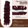 Burgundy Clip in Hair Extensions, Clip in Long Wavy Hair Extensions Human Hair 70G 7PCS Curly Clip in Hair Extensions for Women 18 Inch Long Remy Real Hair Hairpieces for Daily Party Use