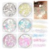 ZHISHUDL 6 Color Body Glitter Face Glitter Gel Silvery White Face Glitter Makeup Holographic Sequins Glitter Gel for Face Body Hair Nail Lip Glitter Gel