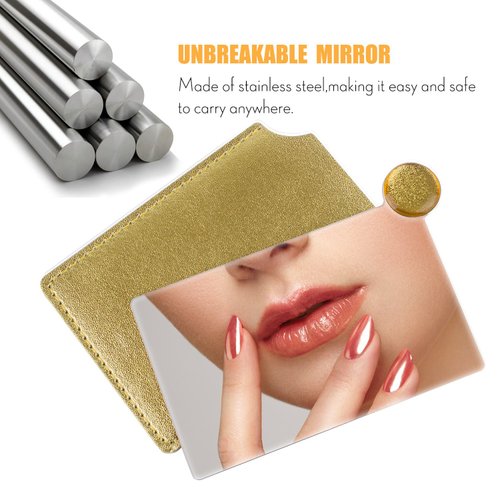 IBEET Unbreakable Stainless Steel Makeup Mirrors,Vanity Mirror Small for Purse Handbag Travel, Rectangular Handheld Compact Pocket Mirror Tiny Wallet Mirror Plate for Makeup