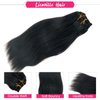 Yaki Clip in Hair Extensions Human Hair #1b Natural Black Yaki Straight Hair Extensions Real Human Hair Clip ins for Black Women 12 Inch 120grams 7pcs Double Weft Light Yaki Clip in Extensions