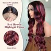 beauty proya Ombre Red Highlights Synthetic Lace Front Wigs 26 Inch Long Loose Wave Heat Resistant Hair Wig Glueless Synthetic HD Lace Wigs for Black Women