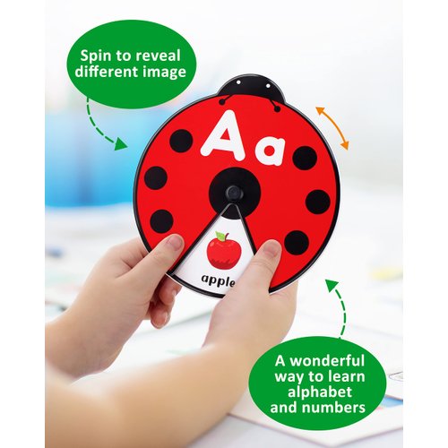 Coogam Interactive Alphabet Learning Toy, ABC Number Letters Spinning Game, Sight Words Animal Pattern Ladybug Cards, Montessori Educational Toy Gift for 3 4 5 Year Old Baby Toddlers