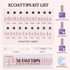 BTArtboxnails XCOATTIPS Gel Nail Kit - Short Squre French Tip Press on Nails Kit, Pink Soft Gel Nail Tips with Nail Gel, French Protecing Duo and Nail Lamp for Nail DIY Christmas Gift