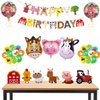36 Pcs Farm Themed Party Supplies,Include Farm Animals Centerpieces Farm Birthday Banner and Foil Latex Balloons, Indoor and Outdoor Farm Animals 3D Table Decoration