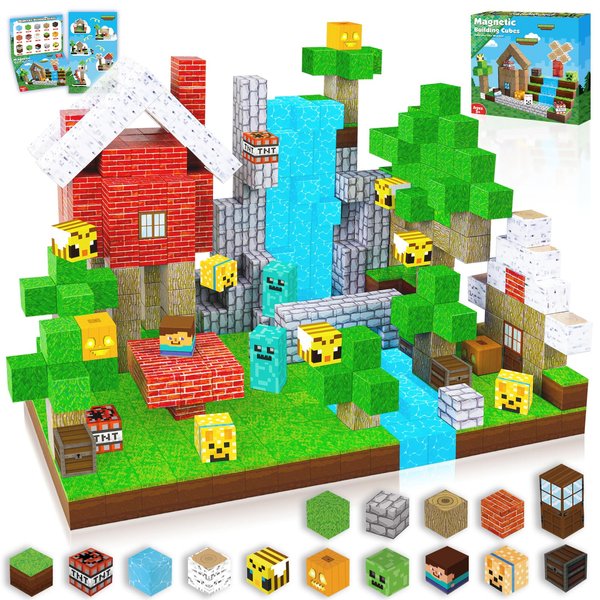 Magnetic Blocks-100PCS Magnetic Building Blocks, Magnetic Tiles Kids Build Cubes 2024 Upgraded STEM Game Toys, Christmas Birthday Gifts for Boys & Girls Ages 3+