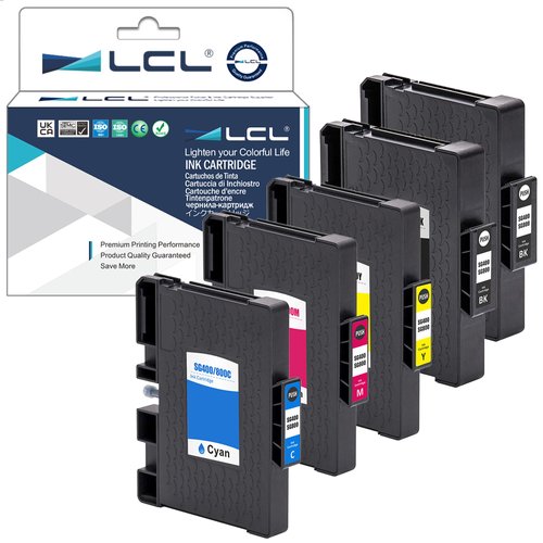 LCL Compatible Sublimation Ink Replacement for SG400 SG800 SG400NA/EU SG800NA Sublimation Printer RICOH SG3110 SG2100N SG3100 SG3100SF SG3100SNW SG3110DNW SG3110DN SG3110SFNW SG3120SF (5-Pack 2KCMY)