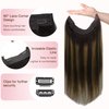 GOO GOO Wire Hair Extensions Human Hair, 1B/6/1B Natural Black with Chestnut Brown Balayage 16inch 95g, Invisible Wire Hair Extensions with Transparent, Seamless Fish Line Hairpiece