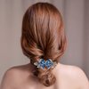 Sankuwen Crystal Rhinestones Hair Barrette French Hair for Women Small Hairpin for Mom Butterfly Hair Clips (Deep Lake Blue)