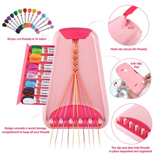 Arts and Crafts for Kids Ages 8-12,Friendship Bracelet Making Kit for Girl,Kids Jewelry Making Kit with 28 Pre-Cut Threads,Christmas Birthday Gifts for Ages 6 7 8 9 10 11 12 Year Old Red