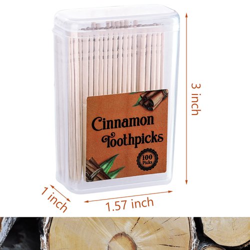 Mumufy 400 Pcs 4 Boxes Cinnamon Toothpicks for Adults Cinnamon Flavored Toothpicks with Clear Plastic Boxes, 100 Pcs for Each Box