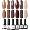 modelones Gel Nail Polish - 6 Colors 2024 Brown Limited Collection Skin Tone Nude Gel Polish Neutral Nail Polish Beige Khaki Gel Nail Polish Set, Soak Off French Nail Art Manicure DIY Home Salon Gift