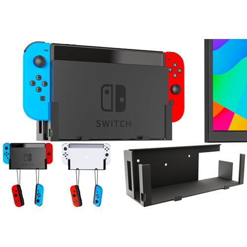 Funturbo Wall Mount for Nintendo Switch, Wall Mount Kit Switch Mounting Bracket Compatible with Nintendo Switch OLED and Original 2-in-1