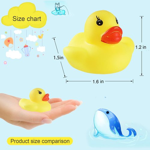 60 PCS Rubber Ducks Bath Toys Mini Ducks Float and Fun Squeak for Baby Kids Bath Toy Shower Decorations Birthday Party Carnival Game Gift