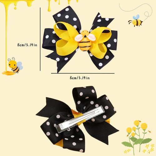 Bee Girls Hair Bows Cute Yellow Bows for Girls Spring Hair Accessories Yellow Hair Clips Hair Barrettes Bow Hair Clip for Girl for Hair Black Bow Clips Hair Decorations